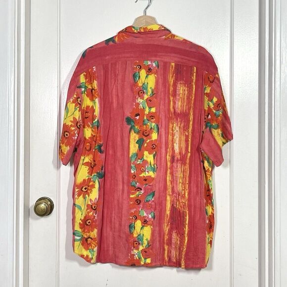Vintage Jams World Fire Daisy Hawaiian Button Up Shirt Floral Mens Size XL - Picture 2 of 10